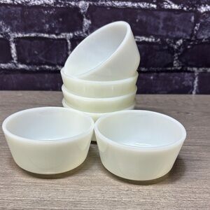Vintage Anchor Hocking Milk Glass Fire King Custard Cups Ramekin